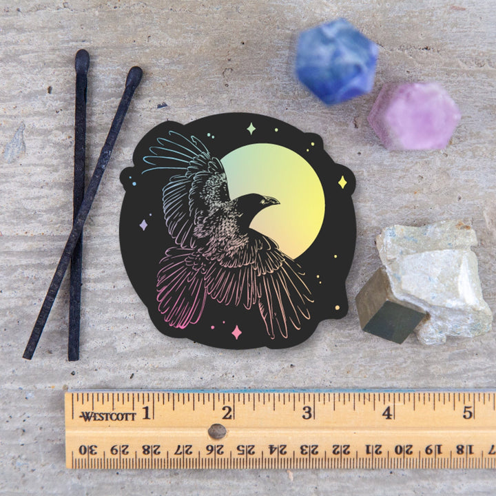 Moonlit Raven Holographic Sticker