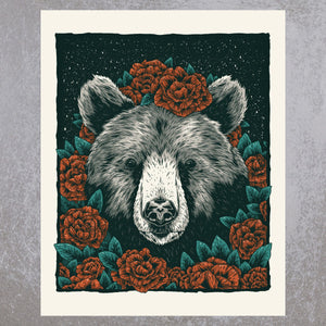 Black Bear and Roses