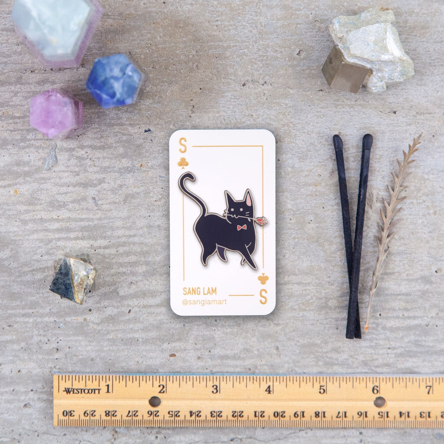 Black Cat with Rose